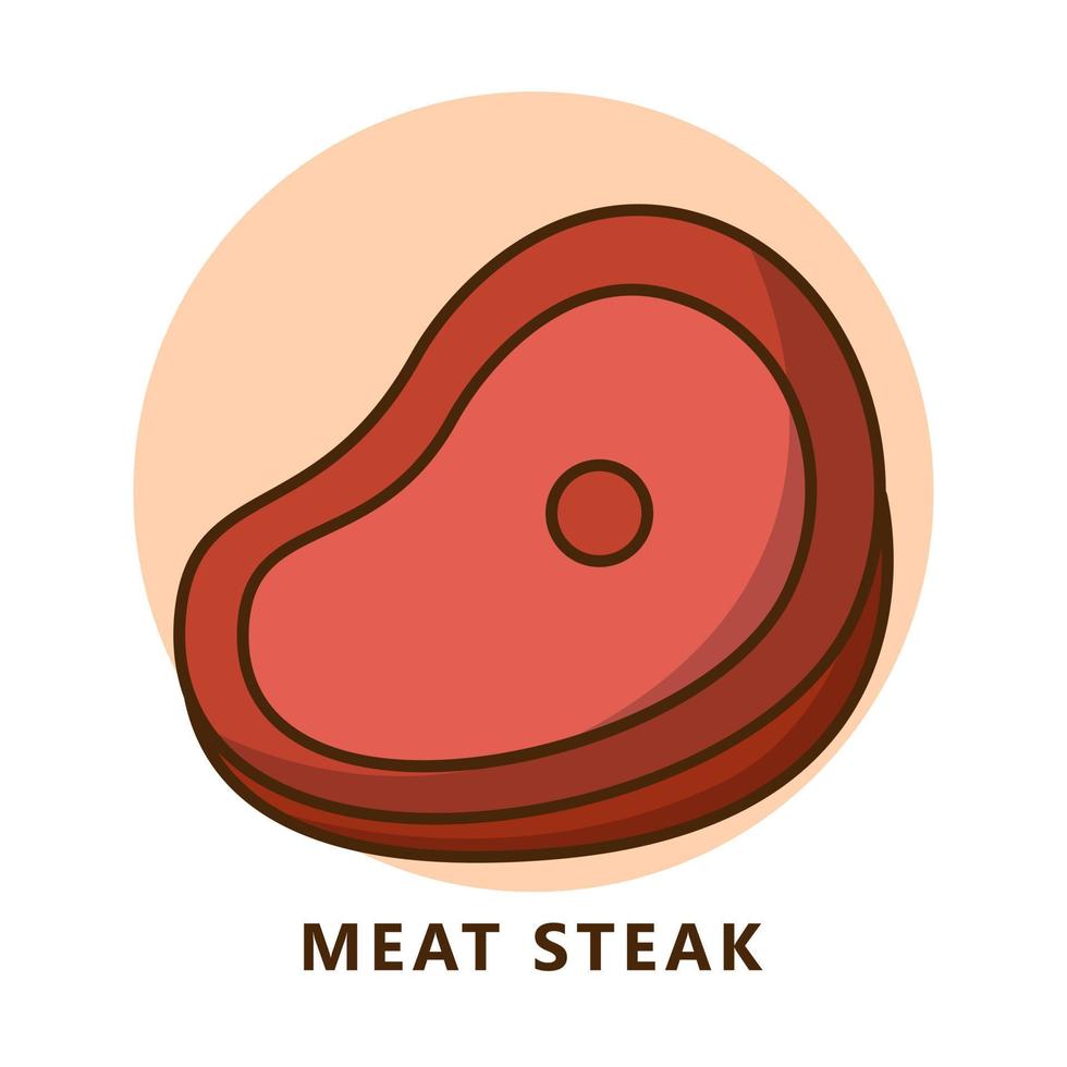 dessin animé d'illustration de steak de viande. logo de nourriture et de boisson. symbole d'icône de boeuf grillé vecteur