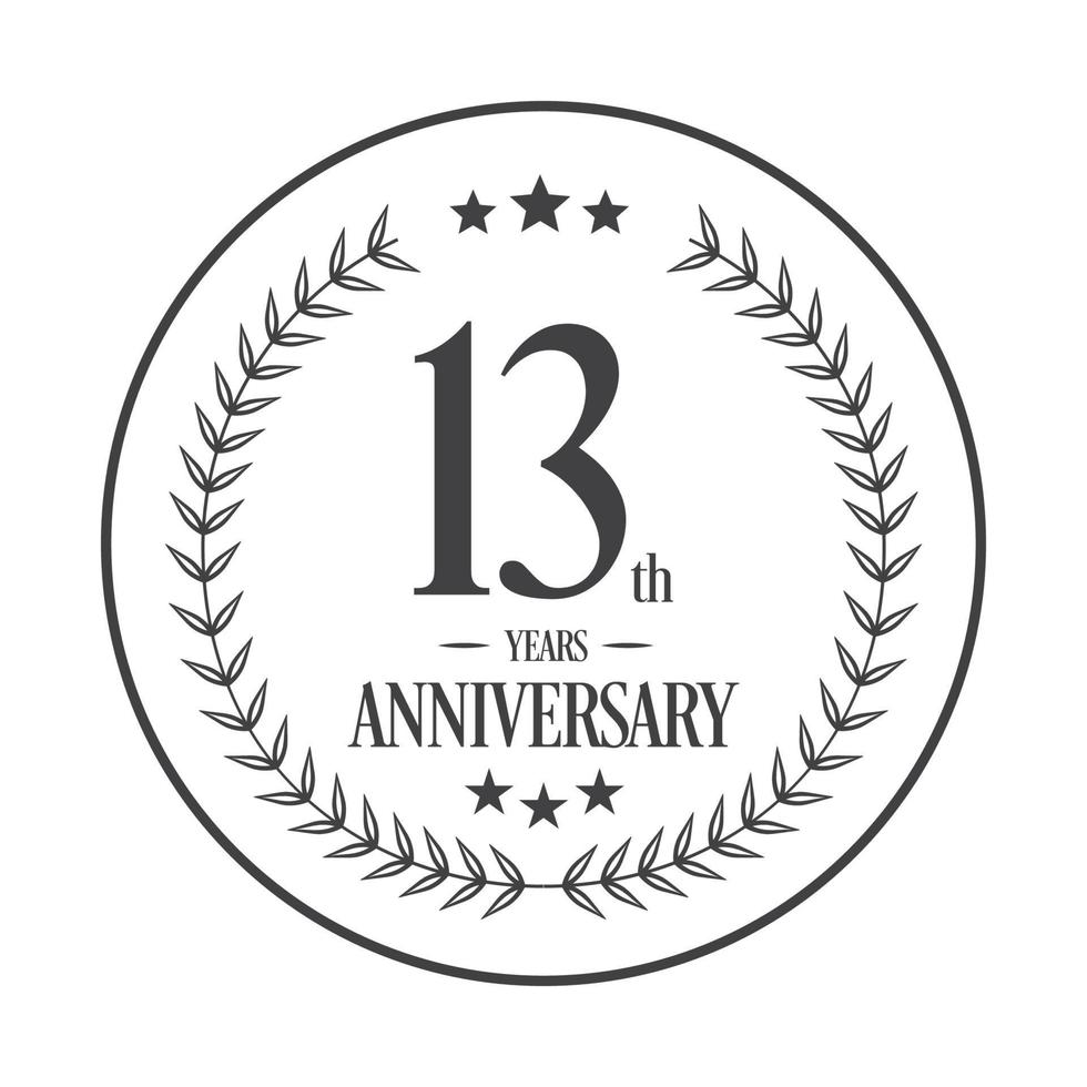 vecteur d'illustration de logo de luxe 13e anniversaire. illustration vectorielle gratuite vecteur gratuit