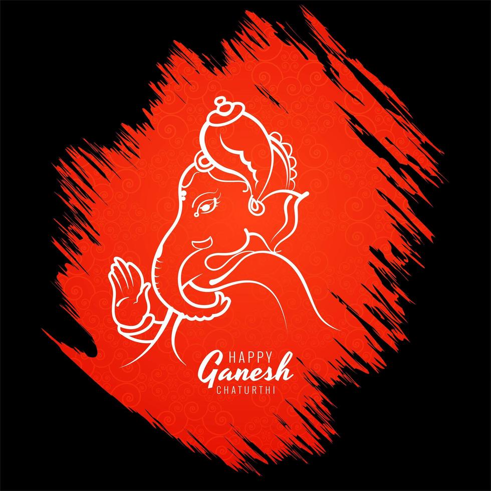 Carte de festival de Dieu hindou seigneur ganesha sur fond grunge rouge vecteur