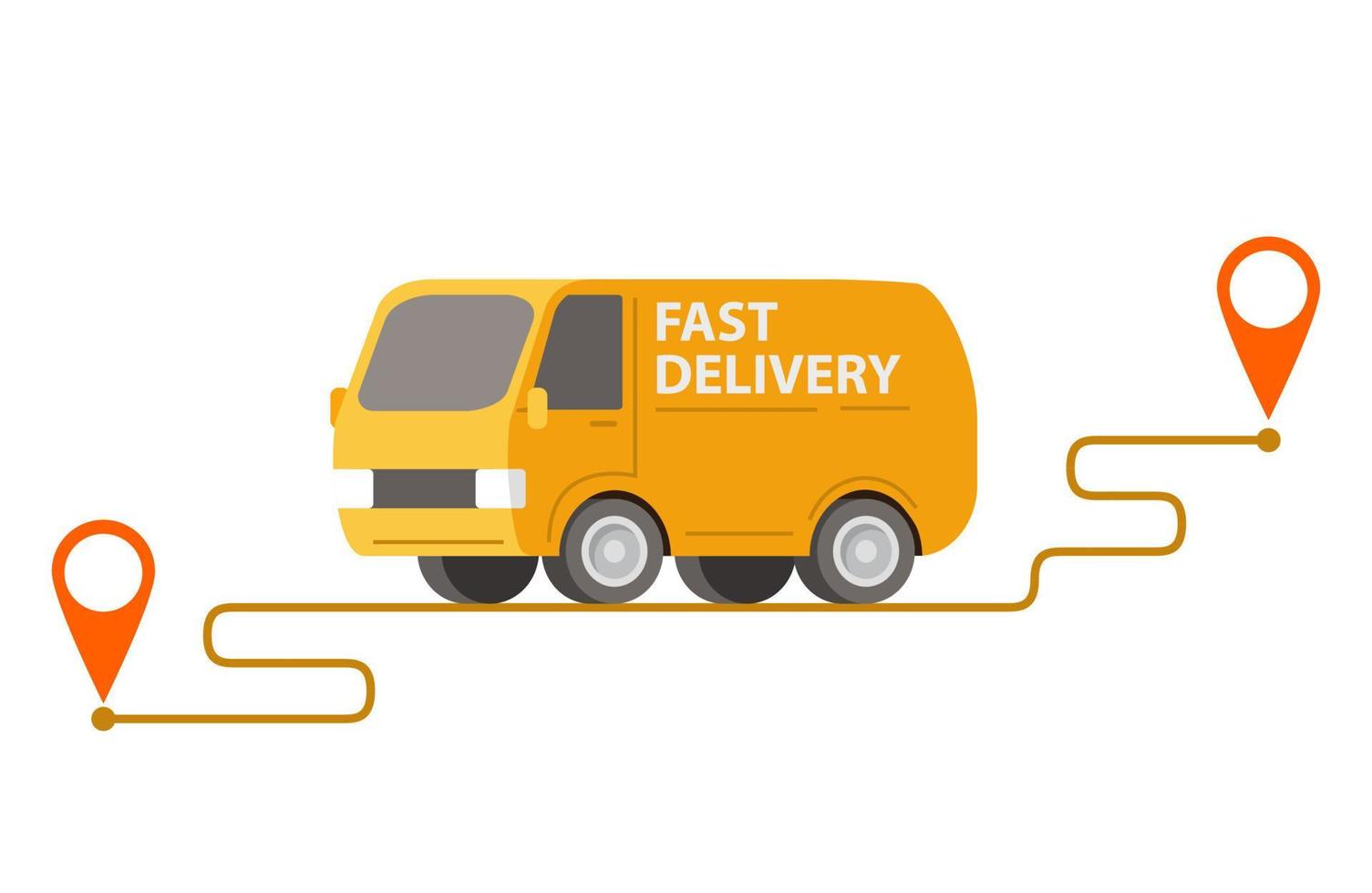 camionnette jaune de livraison transportant des colis sur points.vector illustration.cargo car.isolated sur fond blanc. vecteur