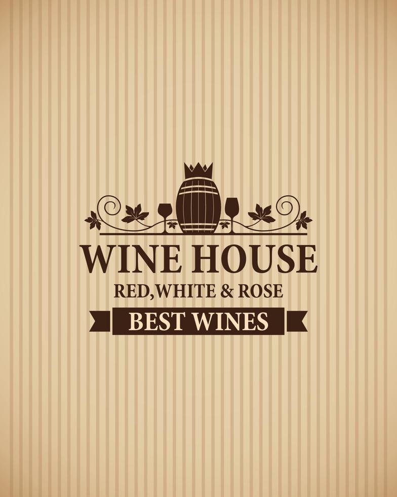 maison de vin sur un design de style rétro. meilleurs vins rouges, blancs et rosés vecteur