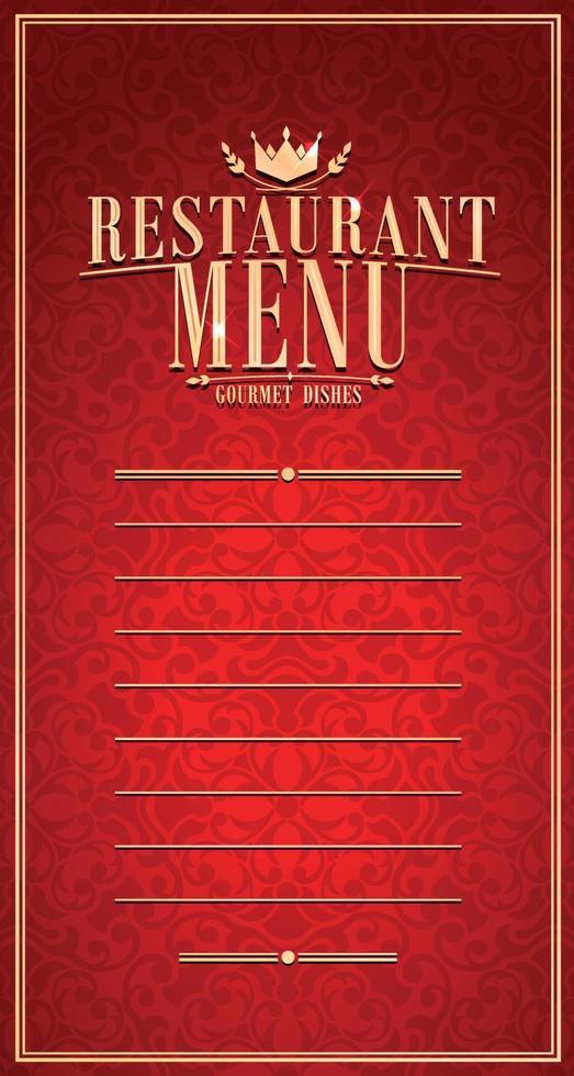 menu de restaurant baroque long rouge vecteur