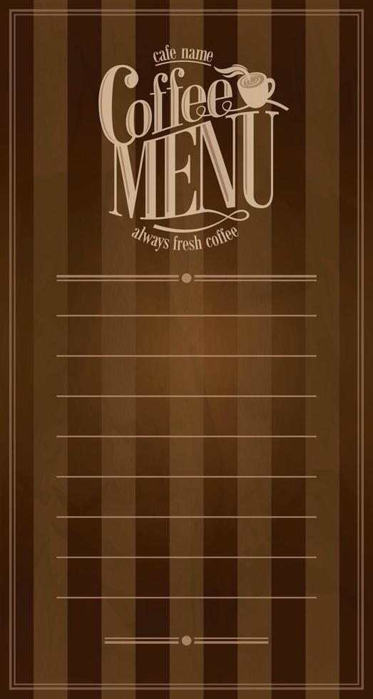 carte rétro de conception de menu de café vecteur