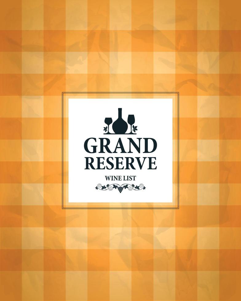 grande réserve. carte des vins sur un design de style rétro vecteur