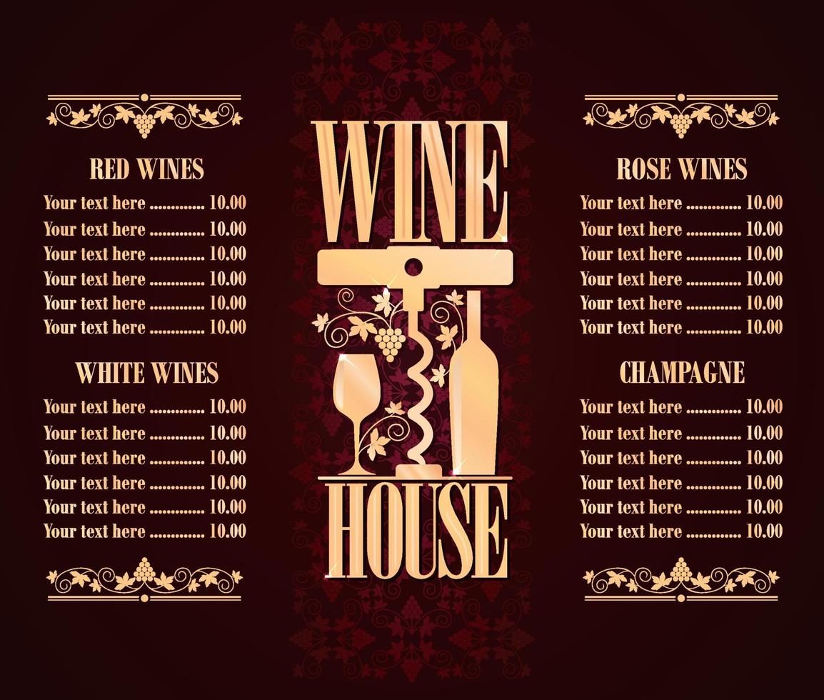 fond de concept de maison de vin violet vintage rétro. vins rouges, vins blancs, vins rosés, carte menu champangne vecteur