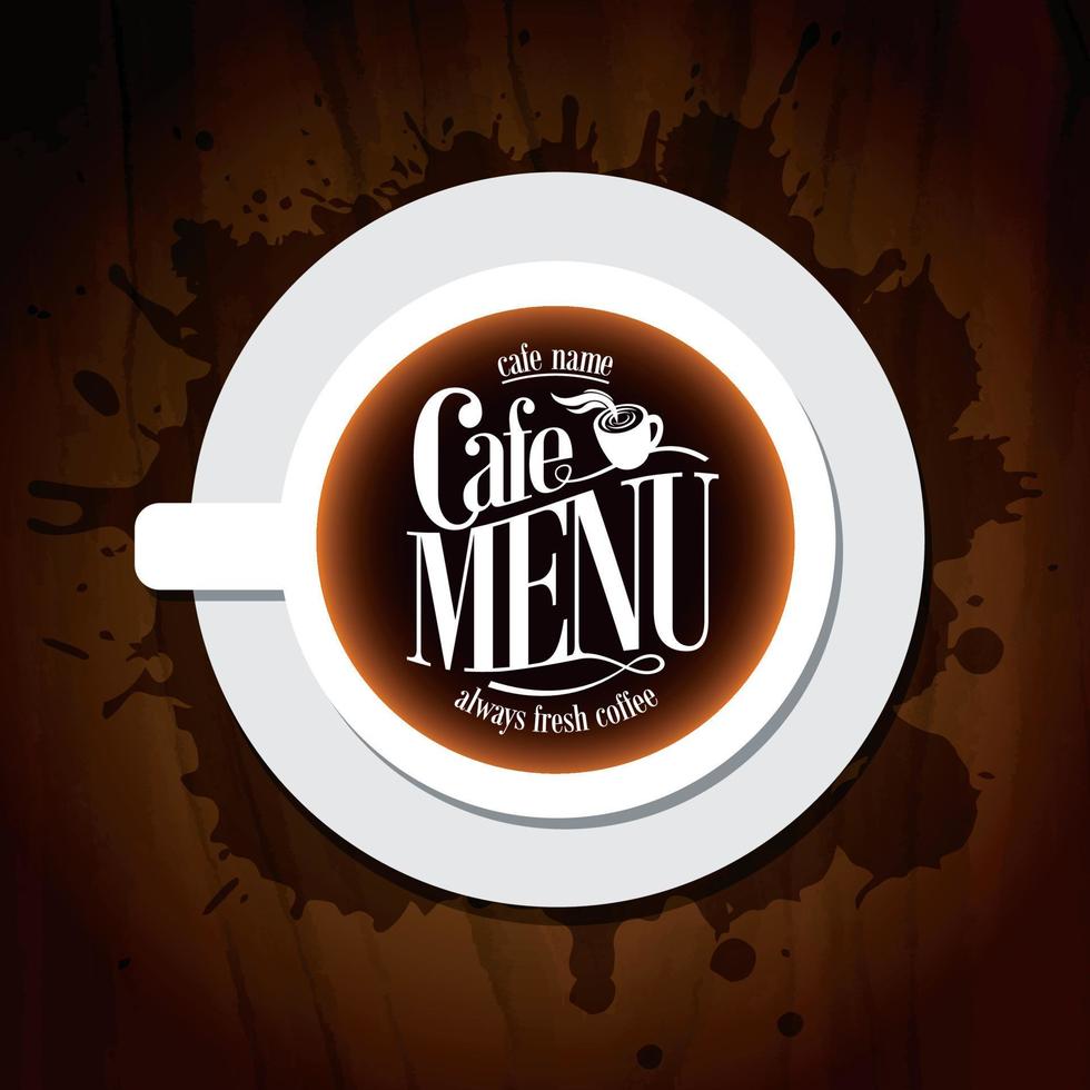 carte du café. café toujours frais. tasse de café noir vecteur