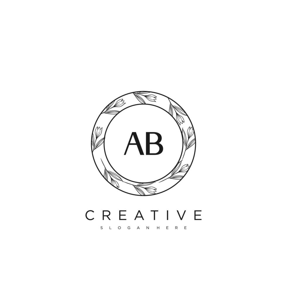 ab lettre initiale fleur logo modèle vecteur art vectoriel premium