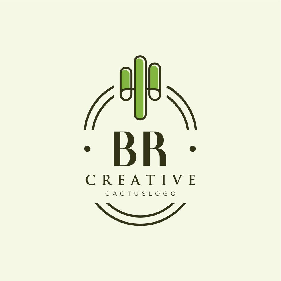 br lettre initiale cactus vert logo vecteur