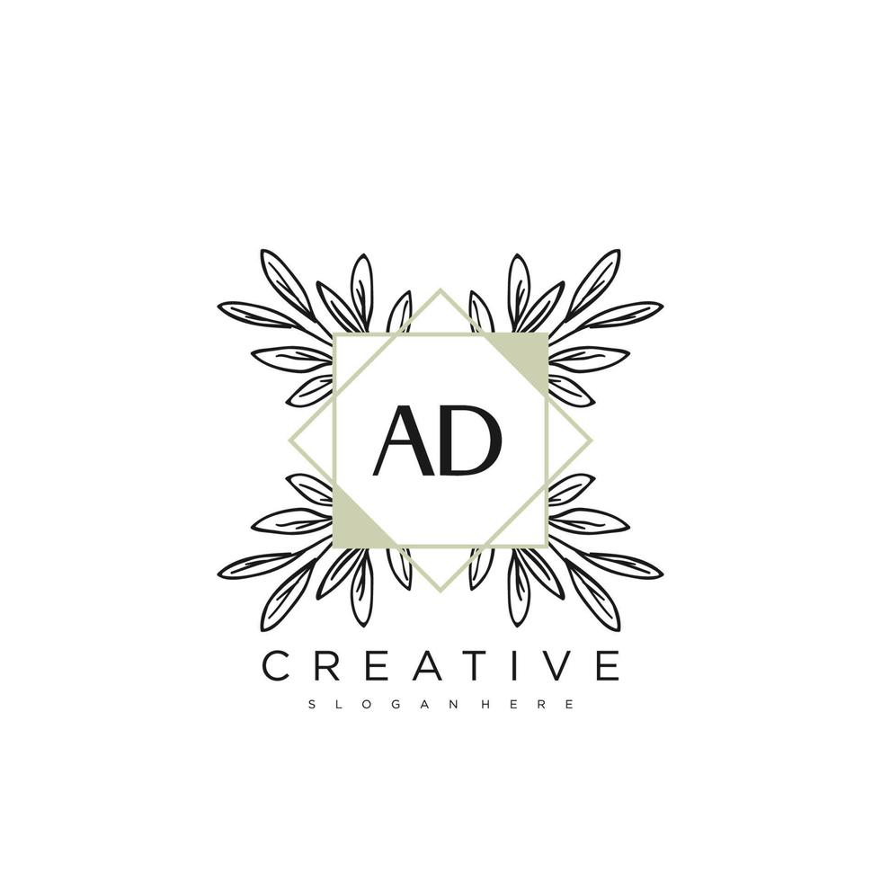 ad lettre initiale fleur logo modèle vecteur art vectoriel premium