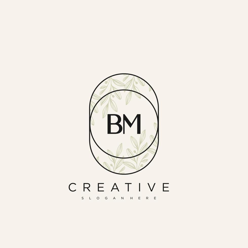 bm lettre initiale fleur logo modèle vecteur art vectoriel premium