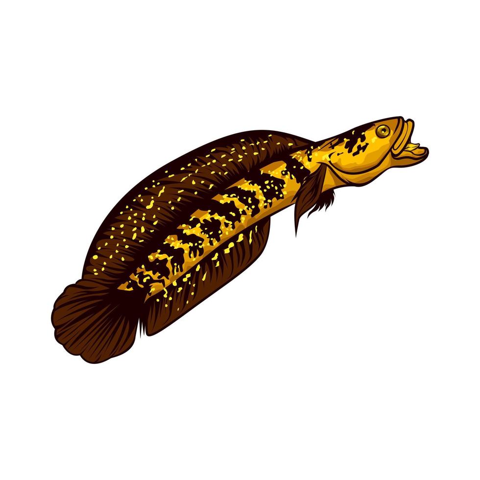 illustration de logo de mascotte de vecteur de poisson à tête de serpent channa