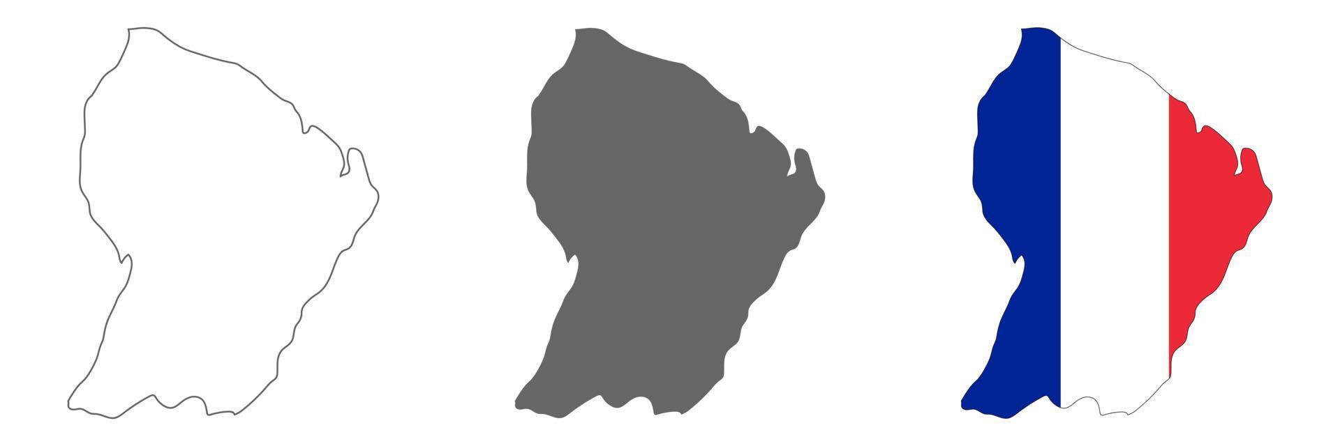 Carte très détaillée de la Guyane française avec des frontières isolées sur l'arrière-plan vecteur