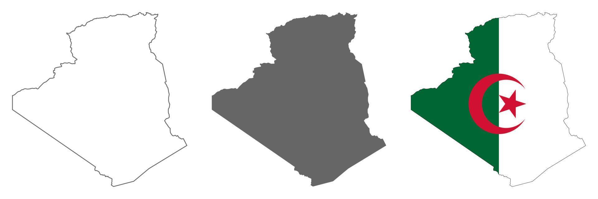 Carte de l'Algérie très détaillée avec des frontières isolées sur fond vecteur