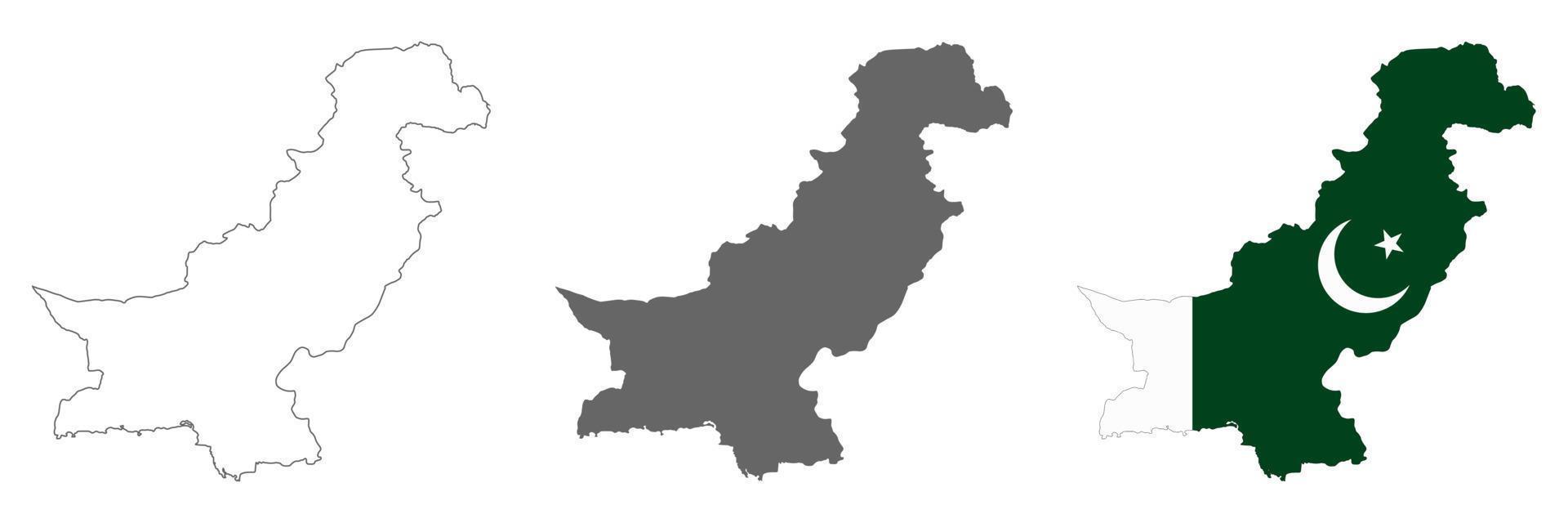 Carte du Pakistan très détaillée avec des frontières isolées sur fond vecteur