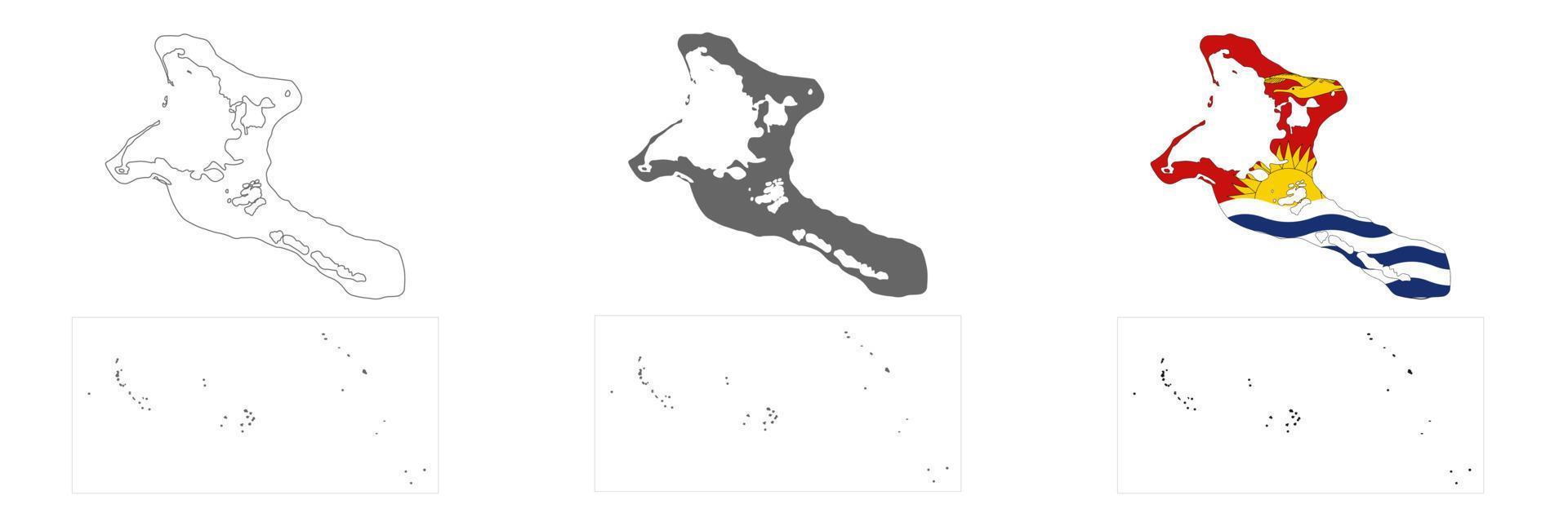 carte très détaillée de kiribati avec île de noël et frontières isolées sur fond vecteur