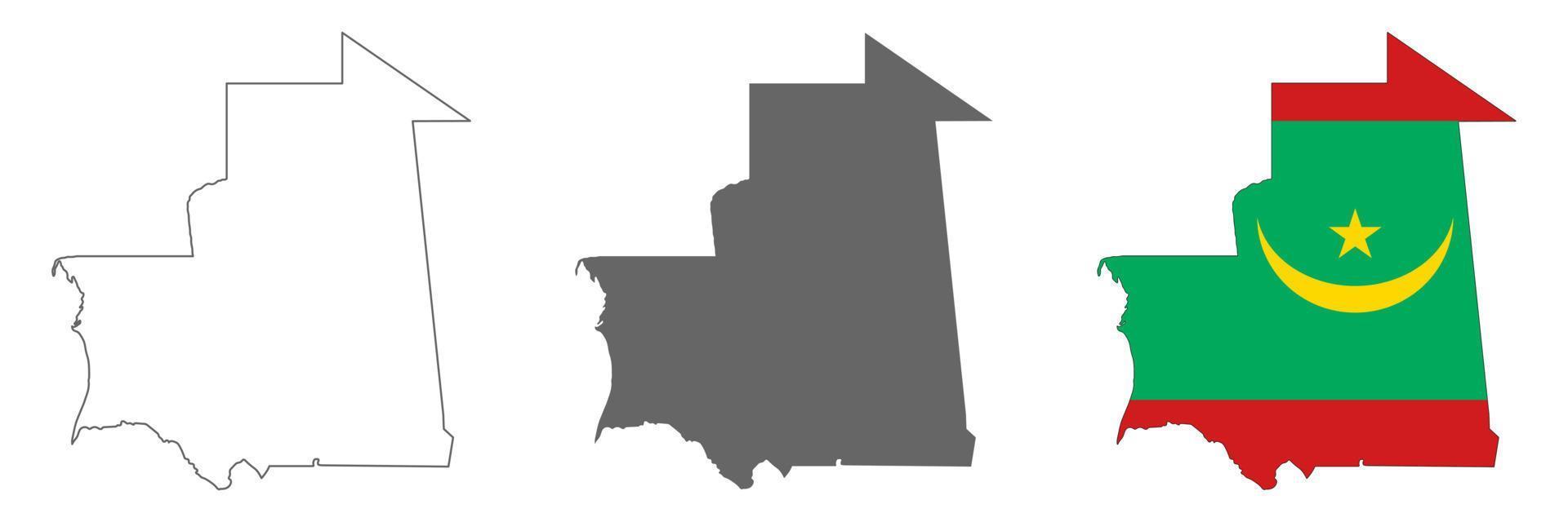 Carte de la Mauritanie très détaillée avec des frontières isolées sur fond vecteur