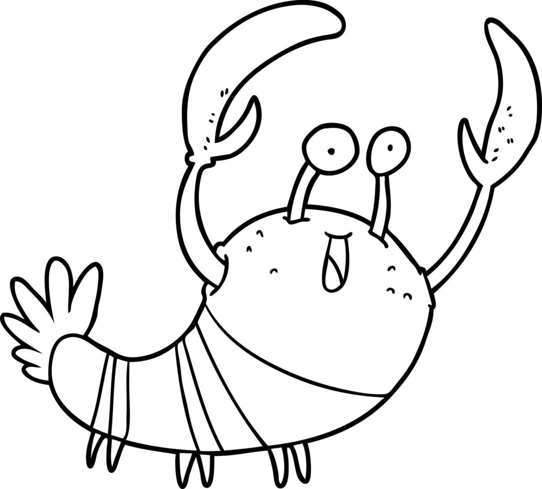 dessin au trait de homard de dessin animé vecteur