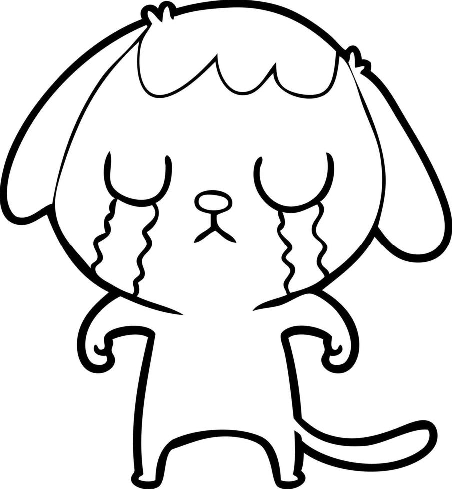 chien de dessin animé mignon qui pleure vecteur