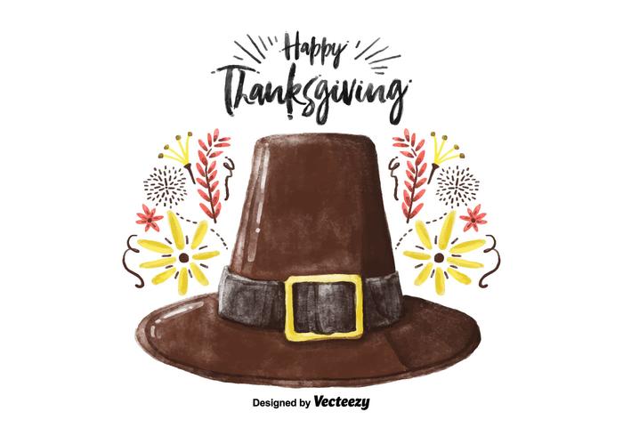 Chapeau décoratif de thanksgiving vecteur aquarelle