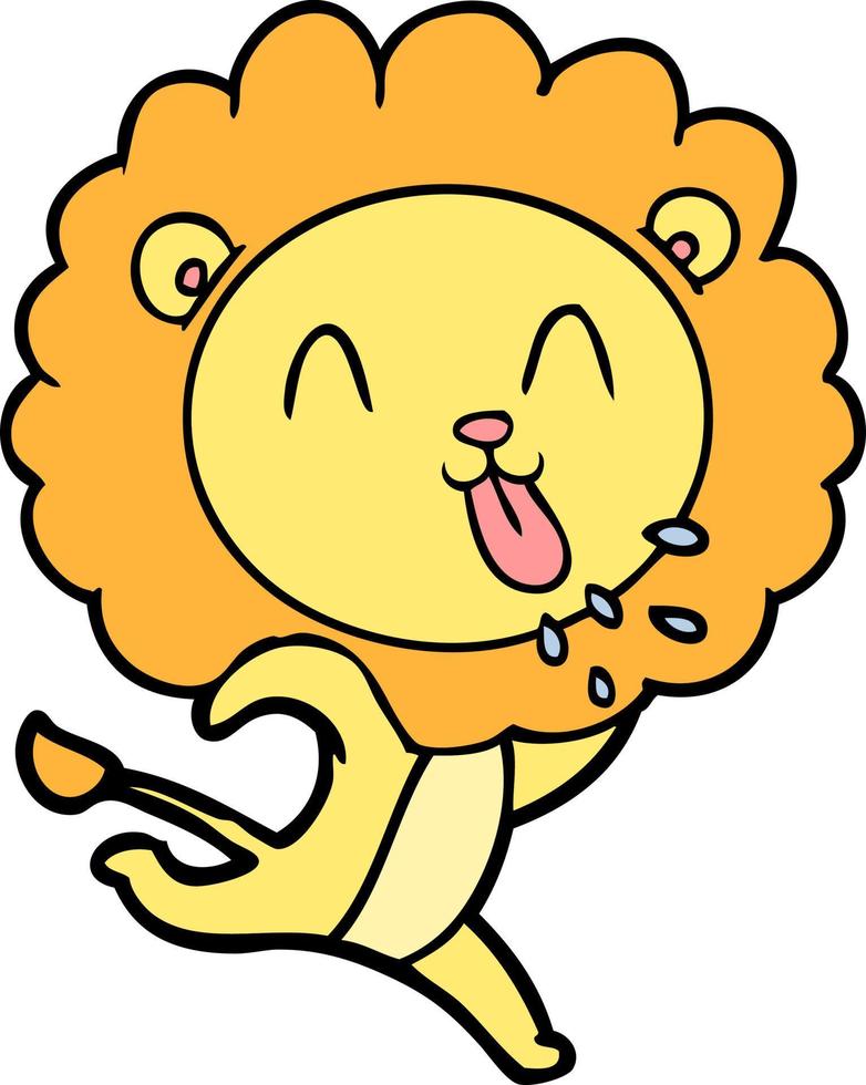 heureux, dessin animé, lion vecteur