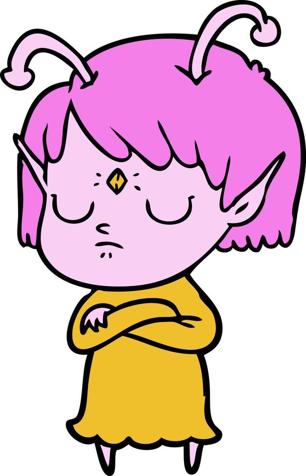 fille extraterrestre de dessin animé vecteur