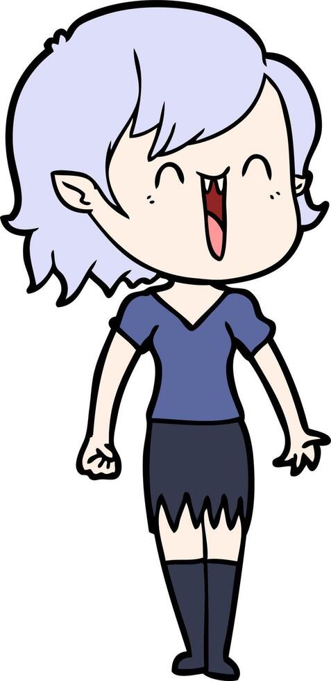 fille de vampire heureux dessin animé mignon vecteur