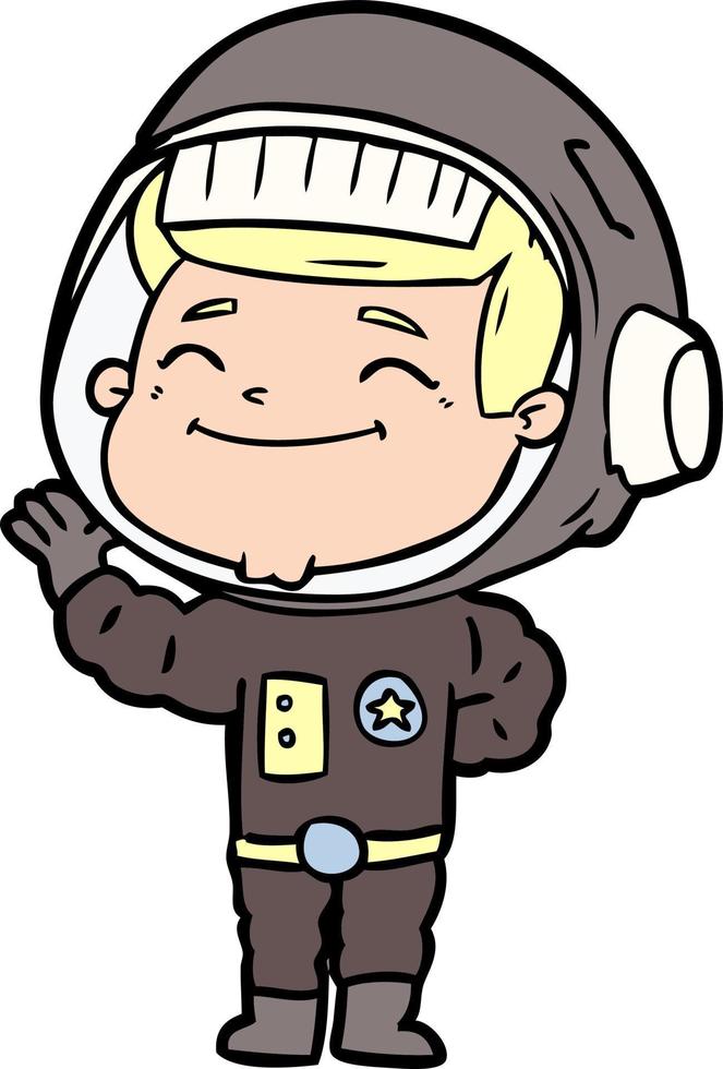 heureux, dessin animé, astronaute vecteur