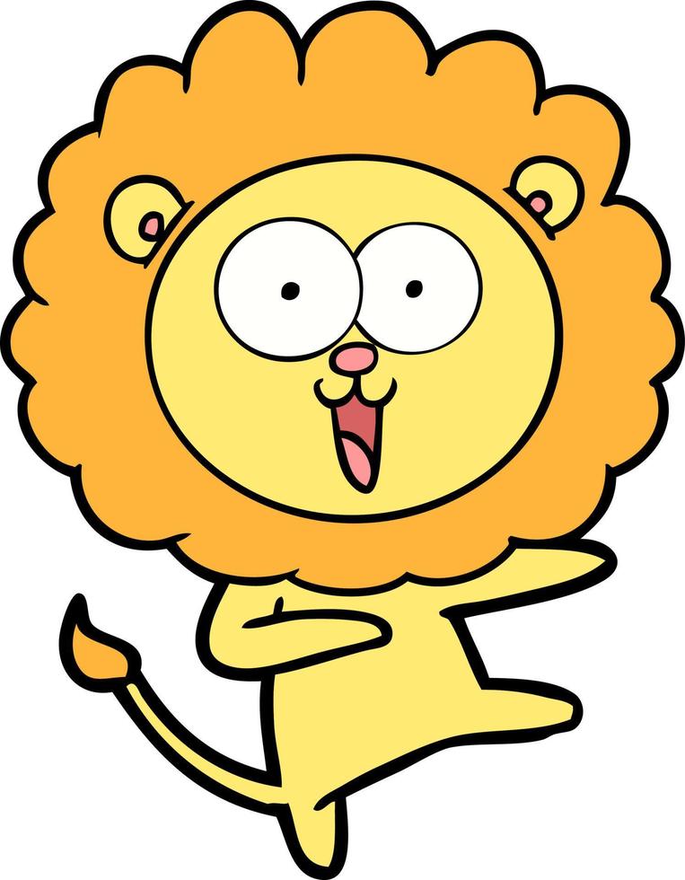 heureux, dessin animé, lion vecteur