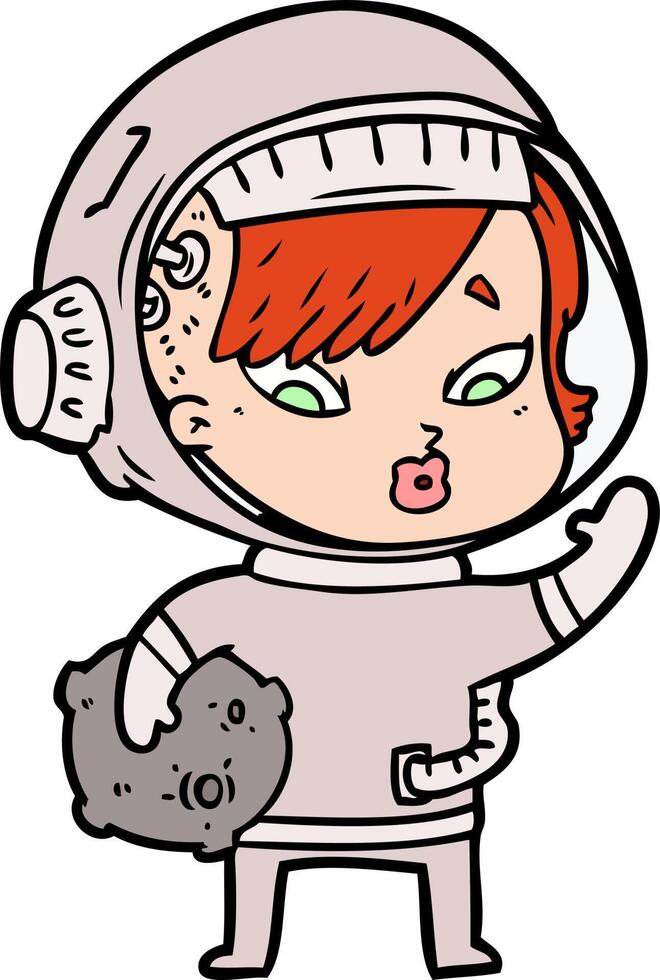 femme astronaute de dessin animé vecteur