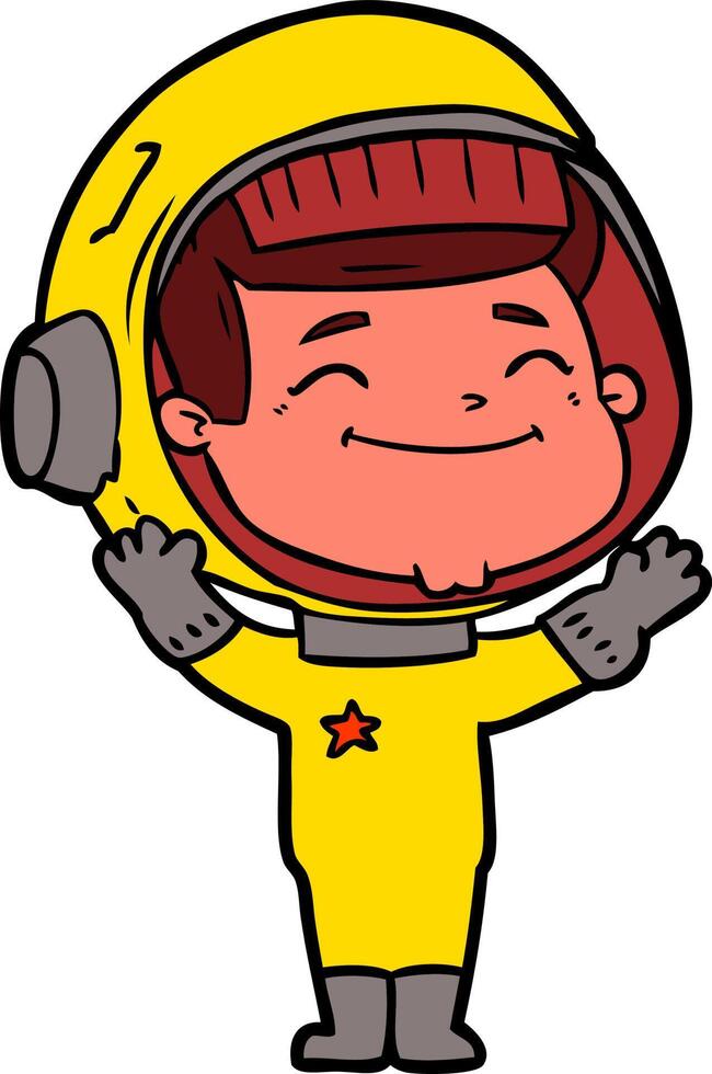 heureux, dessin animé, astronaute vecteur