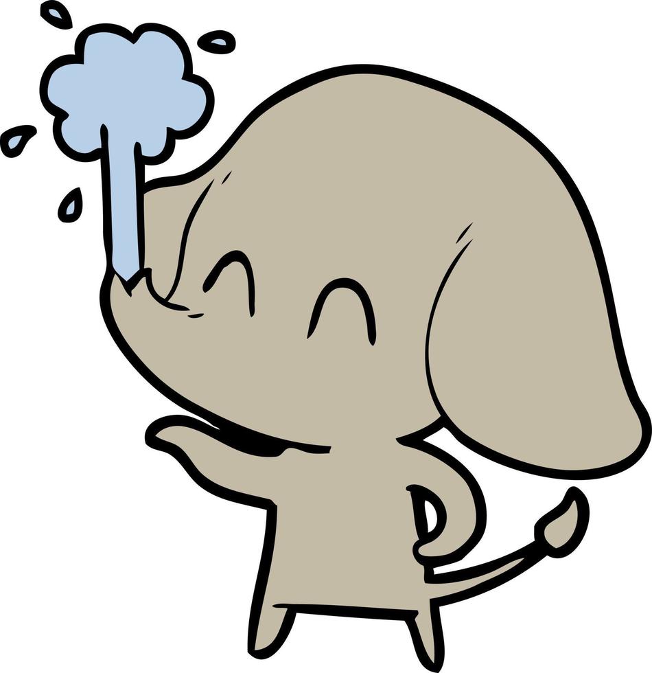 éléphant de dessin animé mignon jaillissant de l'eau vecteur