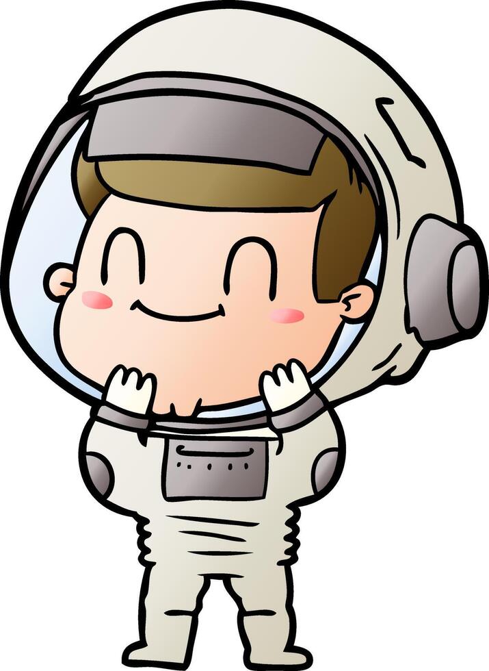 heureux, dessin animé, astronaute vecteur