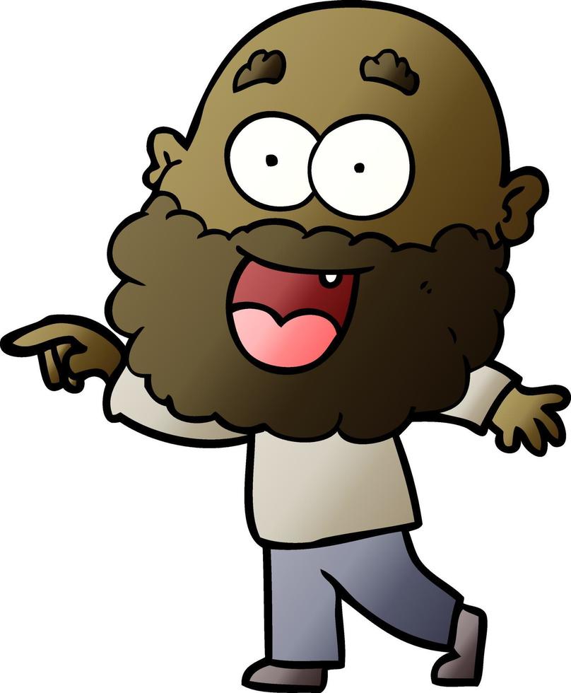 dessin animé, fou, heureux, homme, à, barbe vecteur