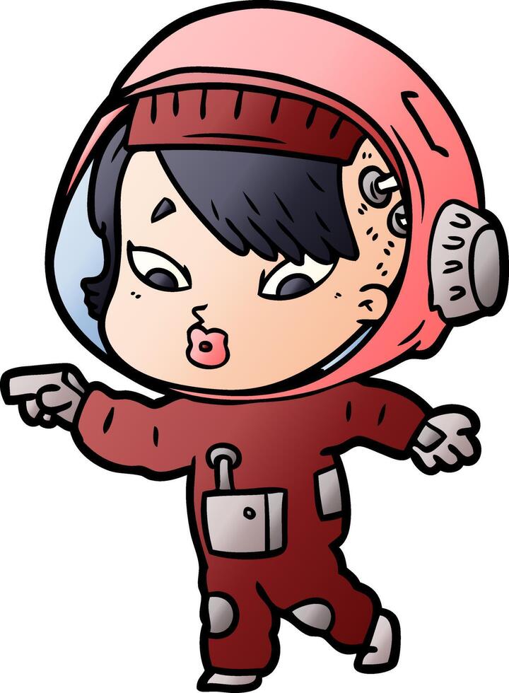 femme astronaute de dessin animé vecteur