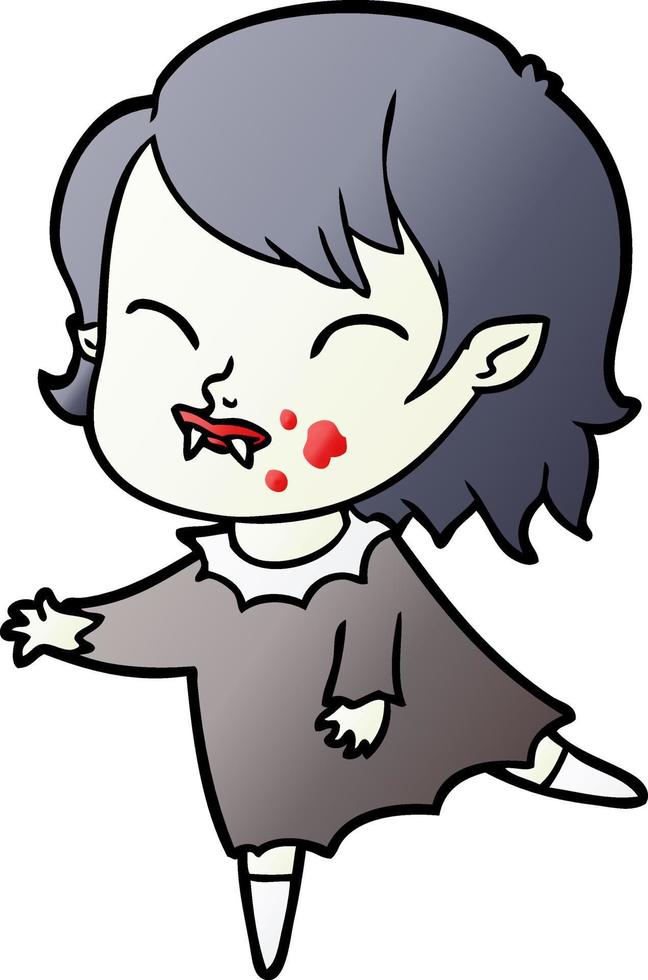 dessin animé vampire fille avec du sang sur la joue vecteur