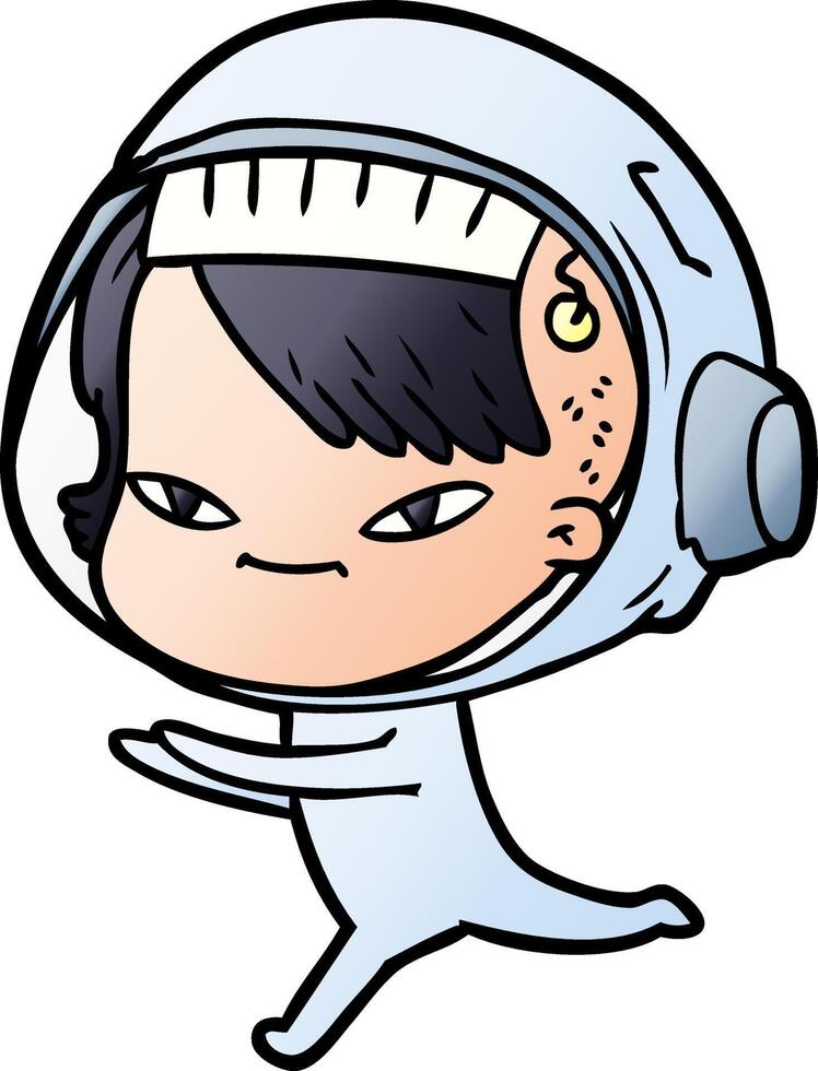 femme astronaute de dessin animé vecteur