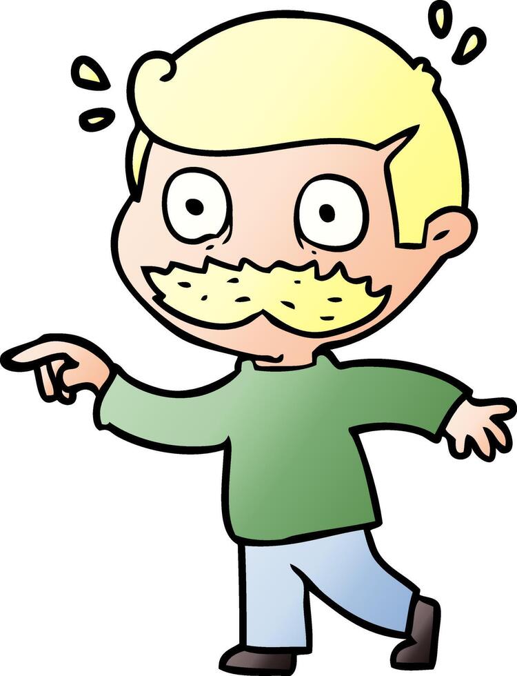 dessin animé, homme, à, moustache, choqué vecteur