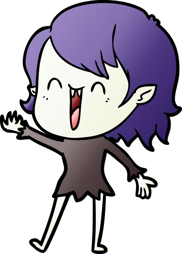 fille de vampire heureux dessin animé mignon vecteur