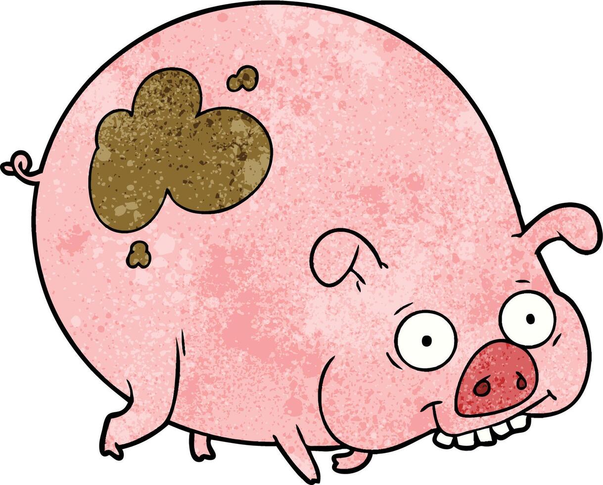 dessin animé cochon boueux vecteur