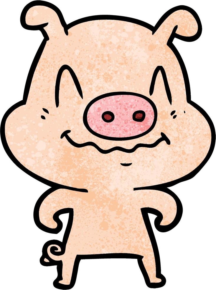 cochon de dessin animé nerveux vecteur