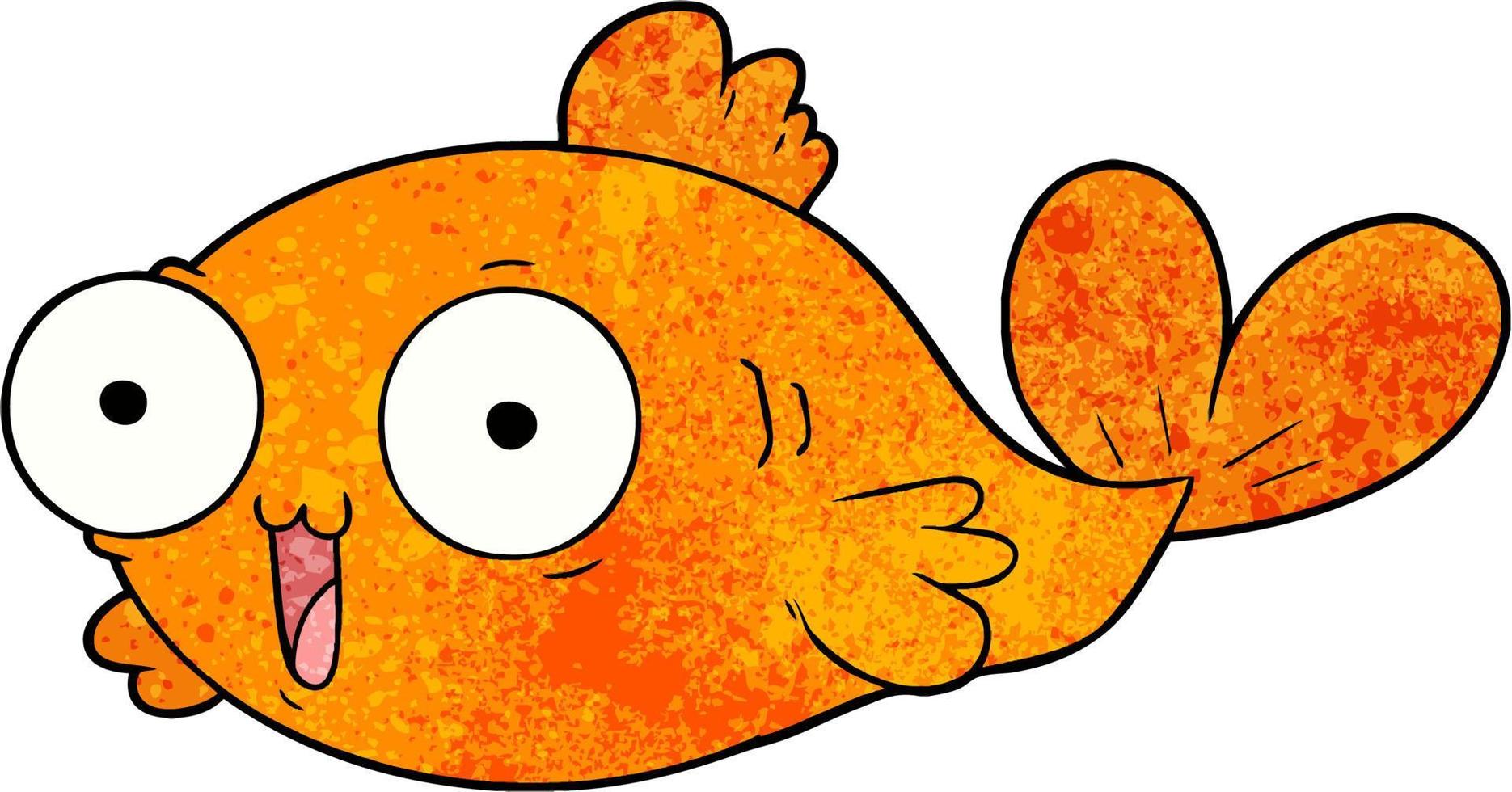 heureux, poisson rouge, dessin animé vecteur