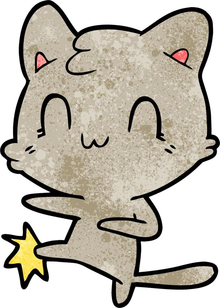 dessin animé chat heureux karaté coups de pied vecteur