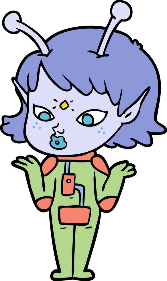 jolie fille extraterrestre de dessin animé vecteur