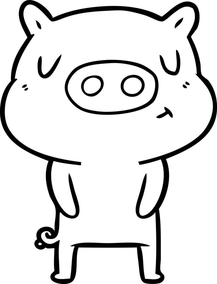 cochon de contenu de dessin animé vecteur