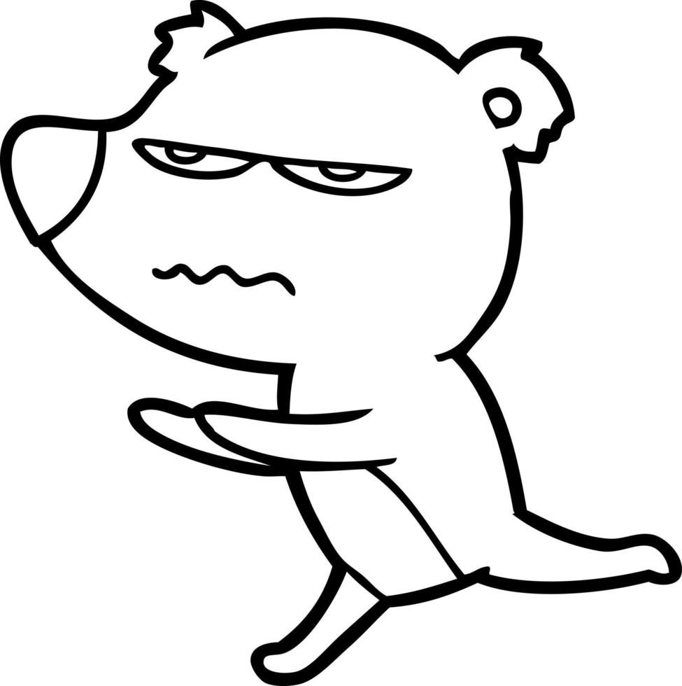 dessin animé ours en colère en cours d'exécution vecteur