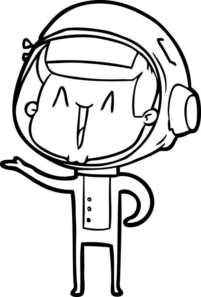 heureux, dessin animé, astronaute vecteur