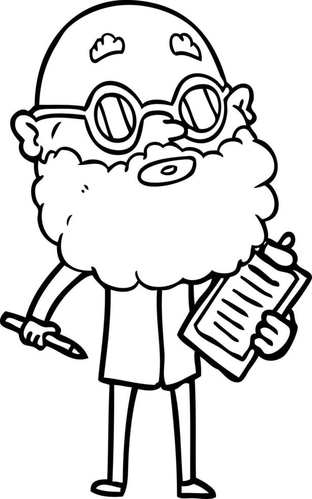 homme curieux de dessin animé avec barbe et lunettes de soleil vecteur