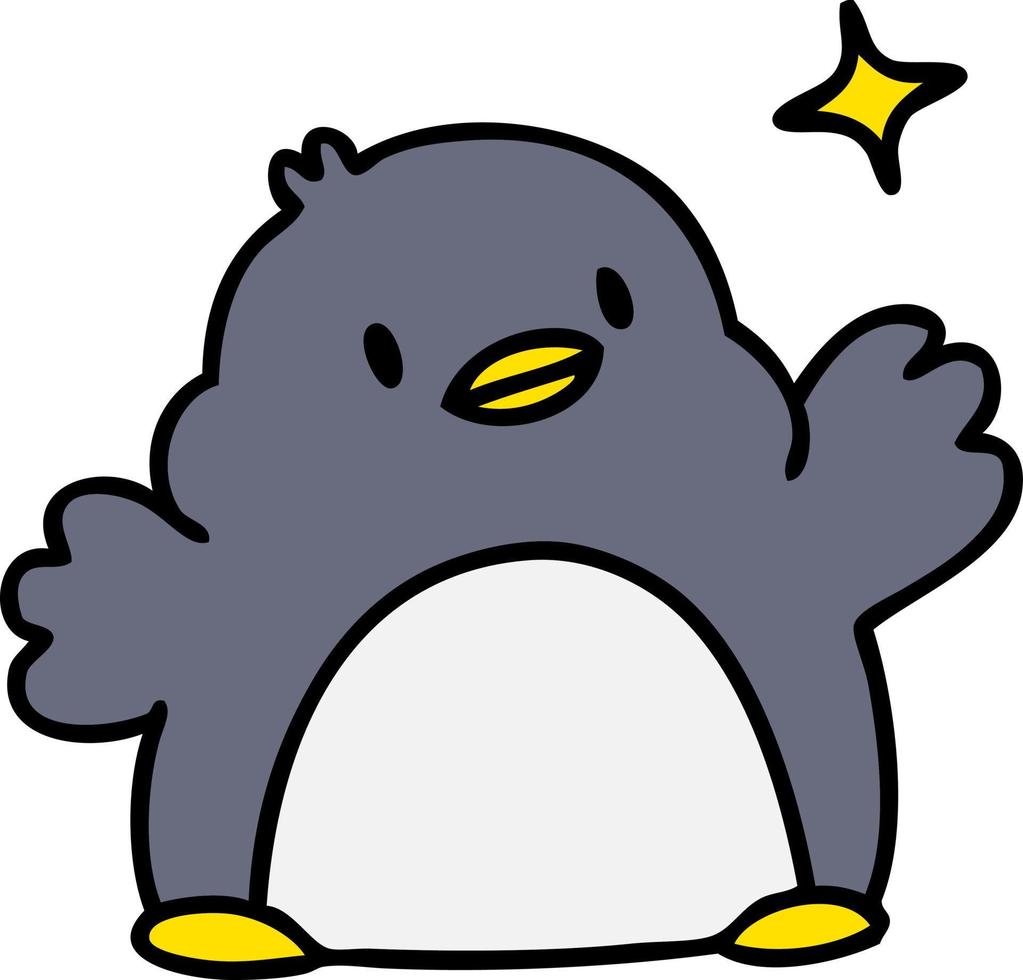 dessin animé d'un mignon pingouin de noël avec étoile vecteur