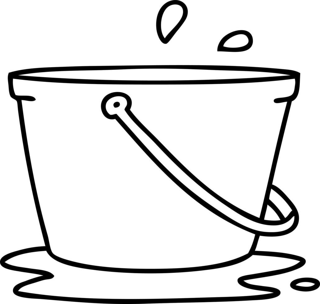 ligne doodle seau plein d'eau vecteur
