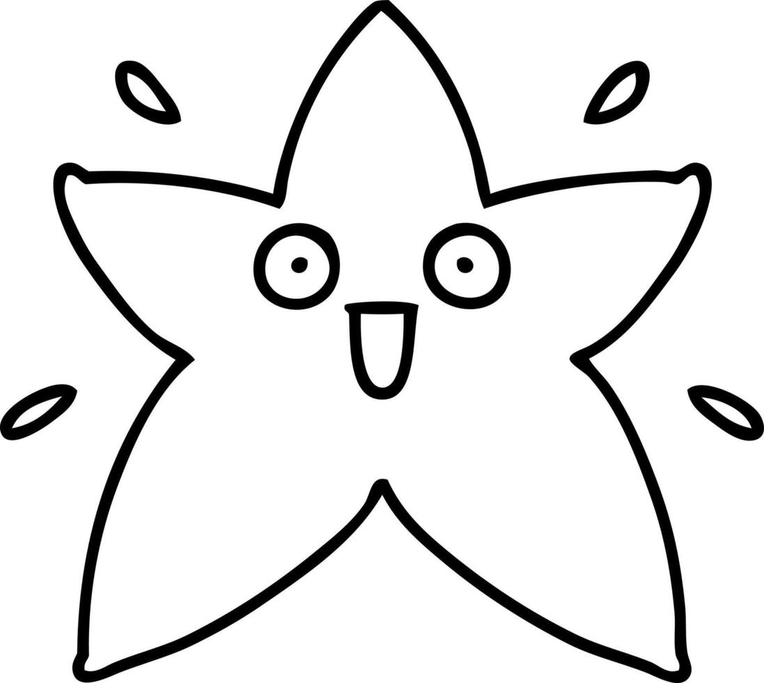 doodle en ligne d'une étoile heureuse qui brille si fort vecteur